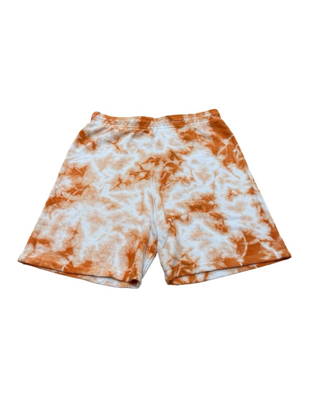Vintage 1990s Orange White Tie Dye Cotton Shorts Made in USA